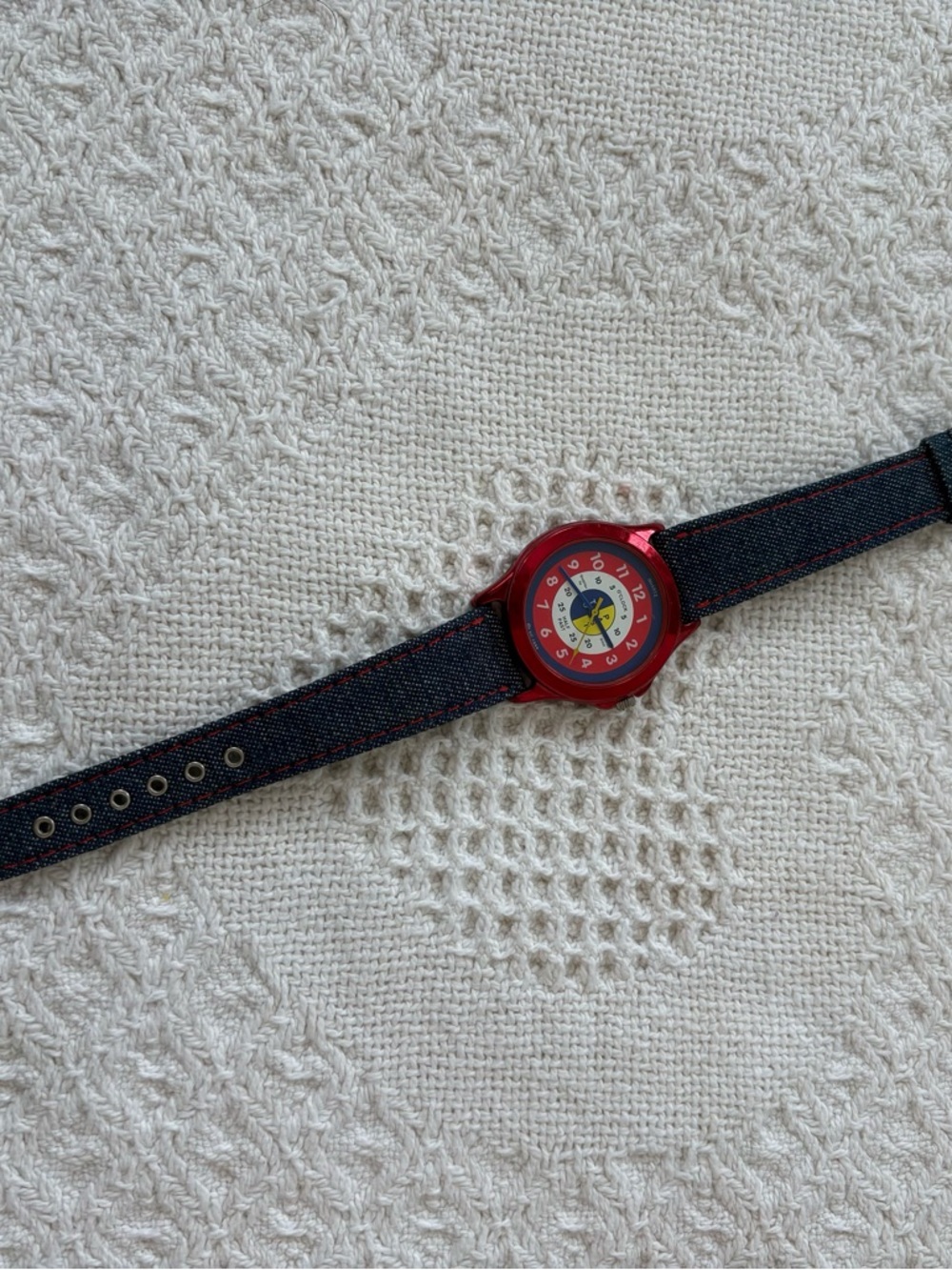 Red Kids' Analog Watch with Denim Strap
